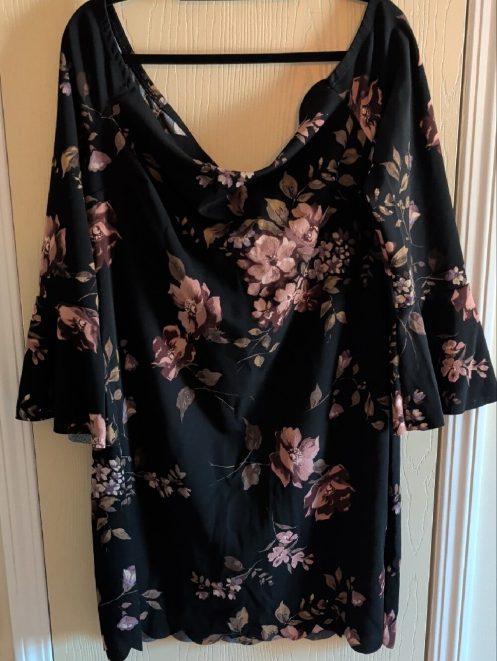 Charlotte Russe Floral Off-Shoulder Mini Dress | 3X | Black Mauve Lavender